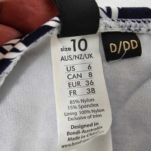 Bond-eye Australia One-piece Swimsuit Navy/White US Size 6, AUS 10 D/DD - Picture 9 of 10